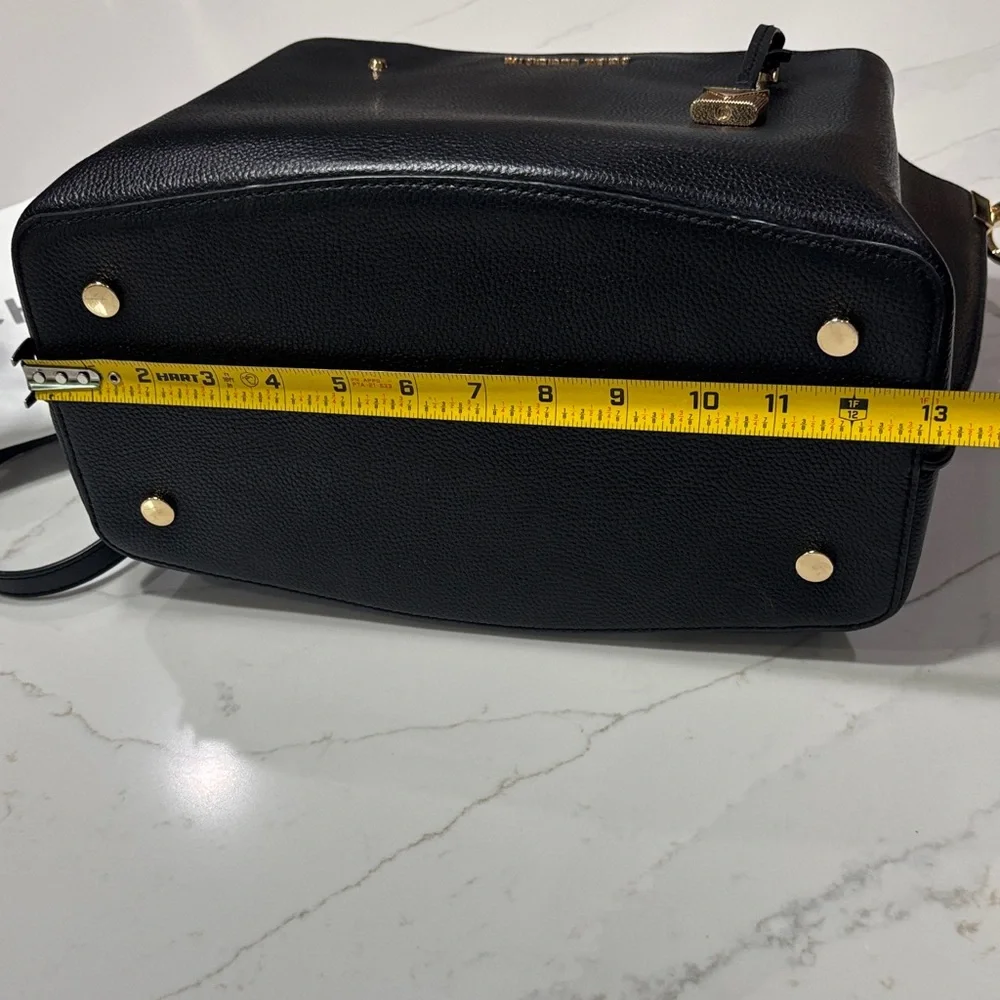 Michael Kors Black Leather Satchel with Gold Hardware